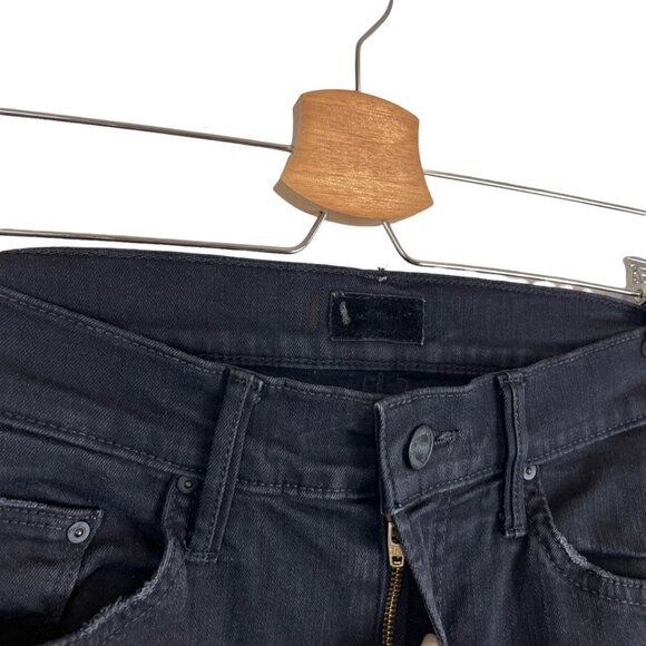 Mother The Insider High-Rise Crop Step Fray Guilty Racer Stripe Jeans Black Size - Picture 4 of 12